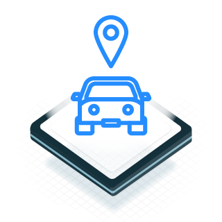 Icon of a car with a pin location on top